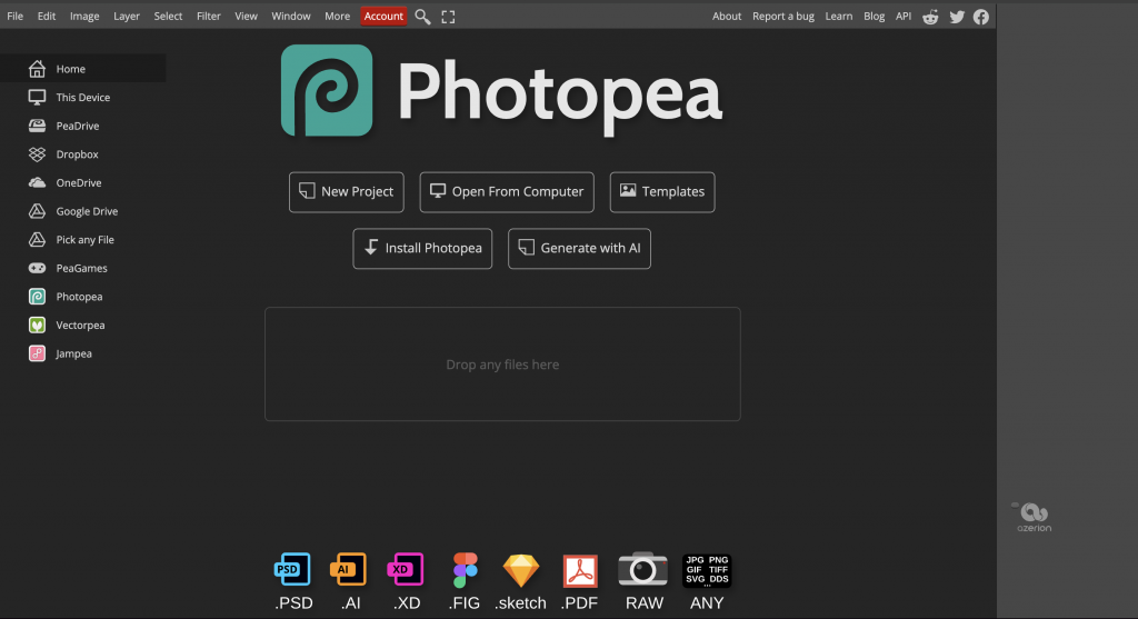 Screenshot of PhotoPea's editor